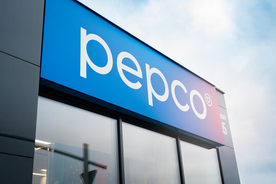 Pepco store with logo sign above entrance door. European discount retail chain shop selling clothing, household goods etc. Signboard with brand logotype on December 14, 2025 in Czestochowa, Poland.