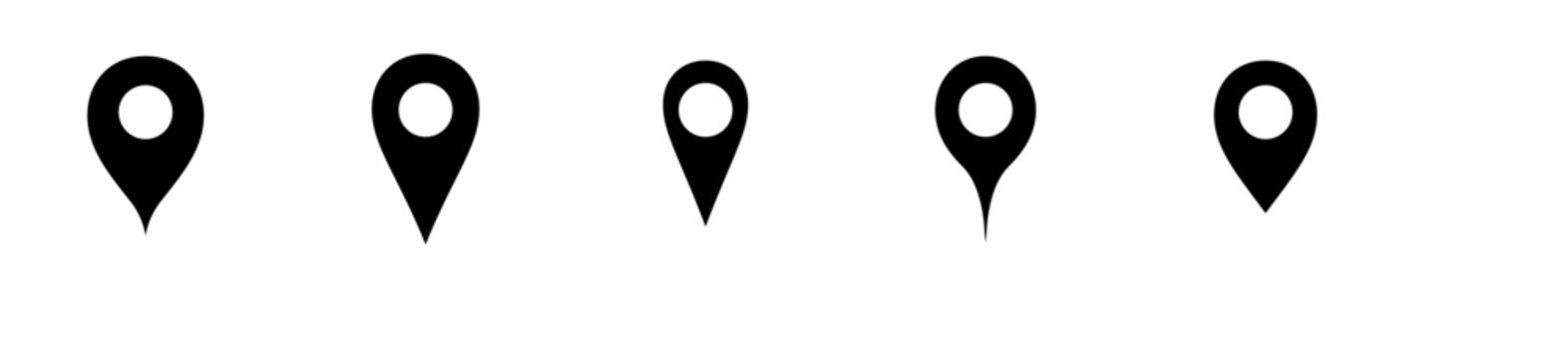 Map Pin Icon Set, Minimalist Location Pointer and Navigation Marker Vector Icons for Web Design