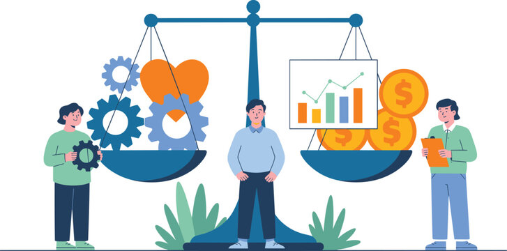 Corporate Social Responsibility and Ethical Business Concept Vector Illustration Balancing Financial Profit with Social Values and Work Operations