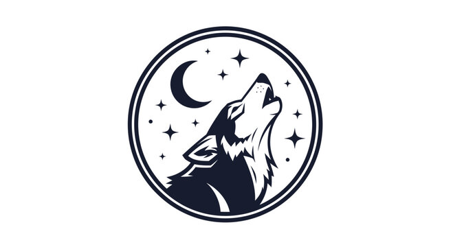 Wolf Howling at the Moon Logo.