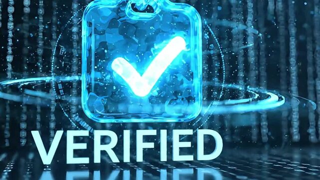 Verified, check mark, cyber security, digital verification, authentication icon