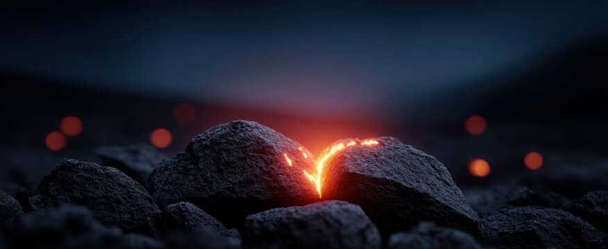 Magma panas yang menakjubkan dengan celah bercahaya merah yang memikat hati