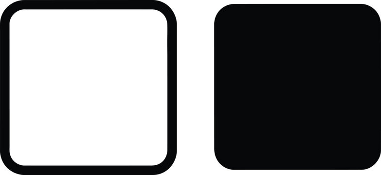 Two rounded square symbols representing a hollow outline and a solid black filled geometric shape