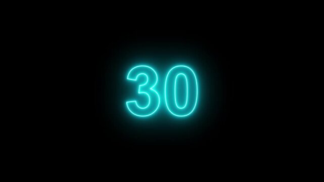 35 second countdown timer animation with neon number text glowing from 35 to 0 with interesting circle animation. Circle countdown timer 35 sec animation Graphics Transparent Background.