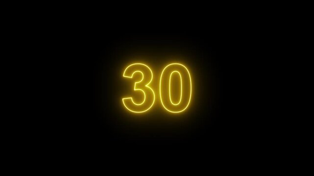 35 second countdown timer animation with neon number text glowing from 35 to 0 with interesting circle animation. Circle countdown timer 35 sec animation Graphics Transparent Background.