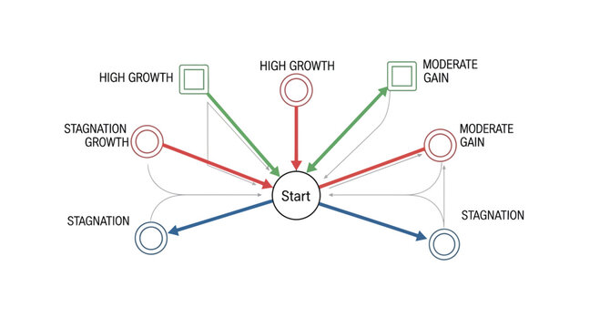 Business growth strategy, management infographic, startup development, market analysis chart