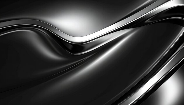 Abstract luxury black and silver liquid background with smooth metallic surface and soft glossy reflections, ideal for premium product mockups, cosmetic branding, or high end tech presentation scene
