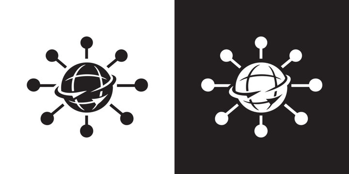 Radial Network Globe Icon Silhouette