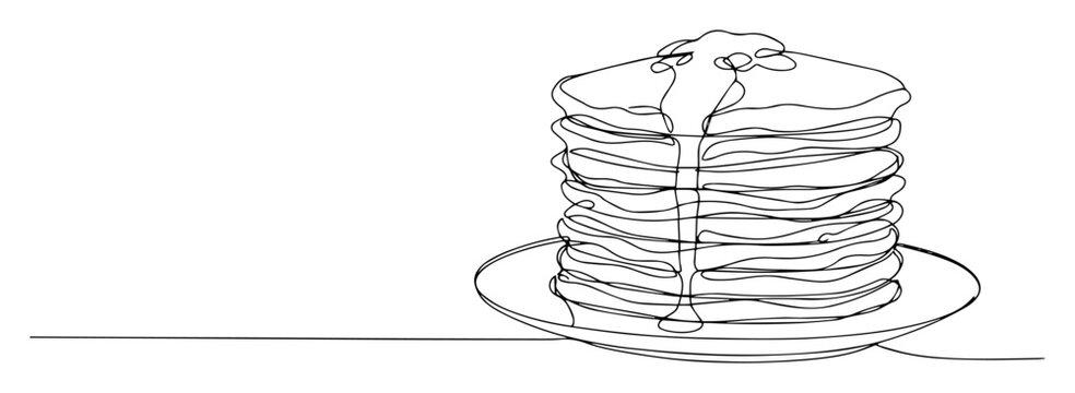 pancakes stack line icon - minimalist vector illustration