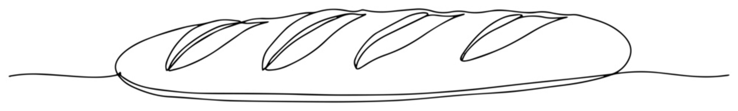 baguette bread line icon - minimalist vector illustration
