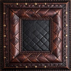 Fototapeta premium Luxurious brown leather picture frame.