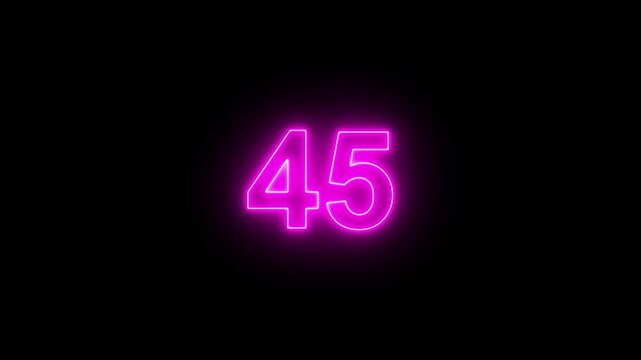 Neon 50-0 counting down seconds neon number 50 seconds countdown timer animation Countdown timer from 50 to 0 seconds real time.