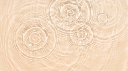 Fototapeta premium Beige water ripples background, aesthetic liquid surface with circular waves, soft peach skincare texture for beauty product marketing