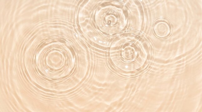 Beige water ripples background, aesthetic liquid surface with circular waves, soft peach skincare texture for beauty product marketing