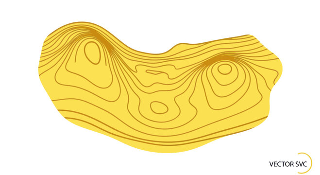 Abstract Topographic Map Contour Lines Yellow Organic Shape