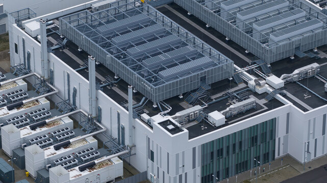 Data center rooftop showing cooling and hvac infrastructure