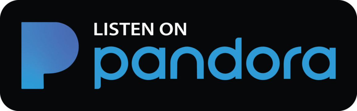 Listen on Pandora badge vector icon on dark background for podcast and music streaming platforms