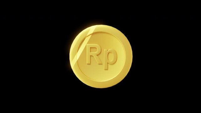 3d Rotating Gold rupiah Coins Looping Animation with alpha channel background