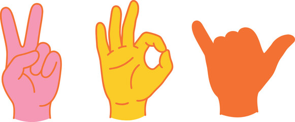 Fototapeta premium colorful hands making gestures on isolated white background