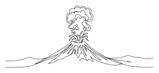 volcano eruption monoline vector thin line © Wieslaw