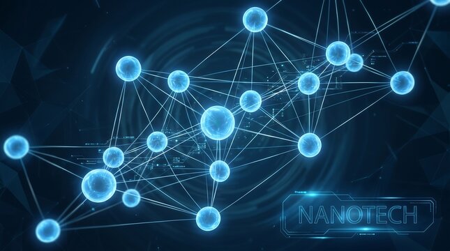 An abstract blue technology background featuring molecular structures and networking connections symbolizes global communication and scientific innovation in the digital web
