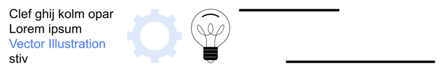 Innovation, creativity, technology, brainstorming, design, teamwork. A light bulb with plant-shaped filaments next to a gear silhouette. Innovation and creativity concept for design and technology © robu_s