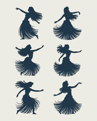 Fototapeta premium Elegant Tribal Belly Dance Silhouette Collection with Flowing Skirt Poses
