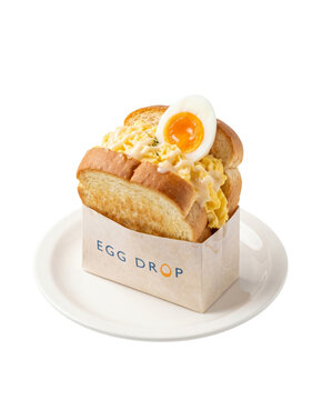 Korean egg drop toast sandwich with soft boiled egg
