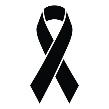 Black awareness ribbon symbol for support and solidarity one sentence icon