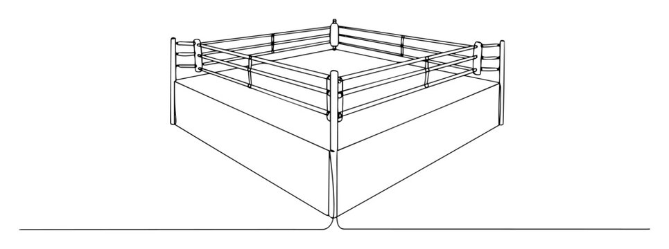 boxing ring perspective view line art vector