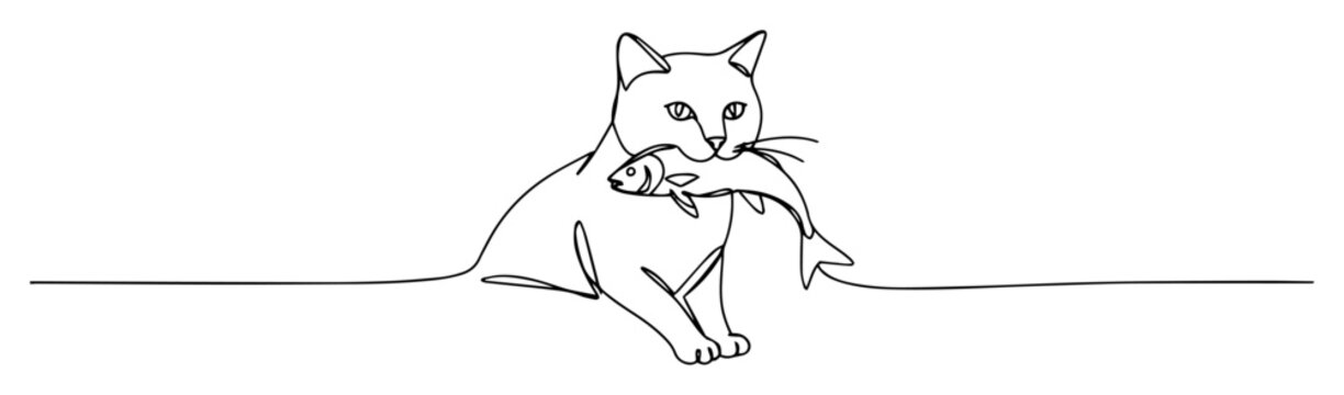 cat playing oneline vector