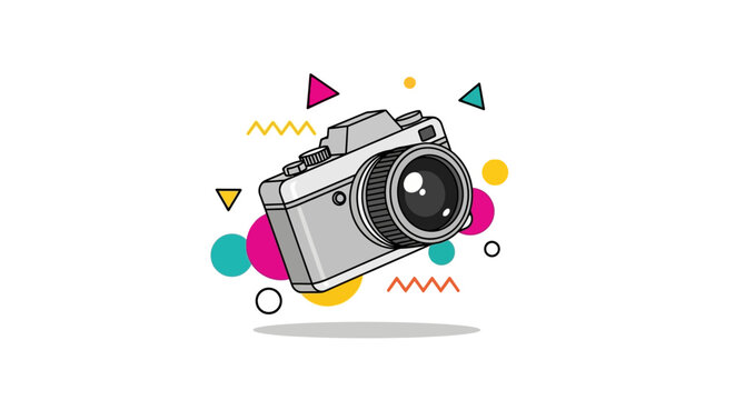 Retro Camera with Abstract Shapes