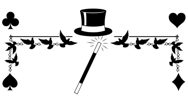 Magic Wand and Top Hat Illustration.