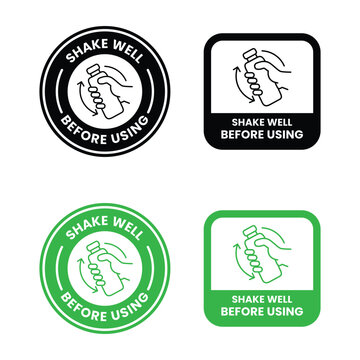 shake well before using icon set black green and blue circular symbols