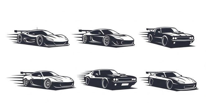 Collection of Six Sports Cars in Motion.