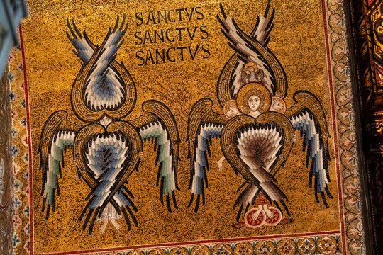 six-winged seraphim angels, Santa Maria la Nuova Cathedral, Arab-Norman style architecture, 12th century, Monreale, Sicily, Italy, Europe