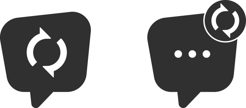 Chat message bubble refresh update sync loop icon vector graphic