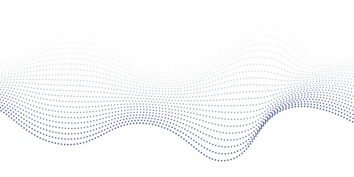 Blue waves dots texture pattern design in white background. Vector pattern