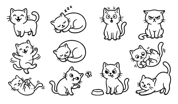 Untitled design - Funny Hand Drawn Doodle Kittens with Cute Cat Emotions Vector Collection