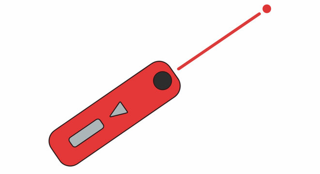 Red laser pointer emitting a red beam with a dot