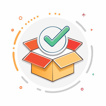 Open Box with Green Check Mark Icon