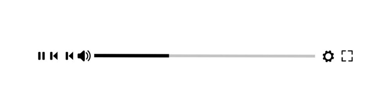 Media player template scroll bar button with audio reactor, Music timeline or video track player, Timeline bar moving as song media playing Animation- 4k black background icon animation