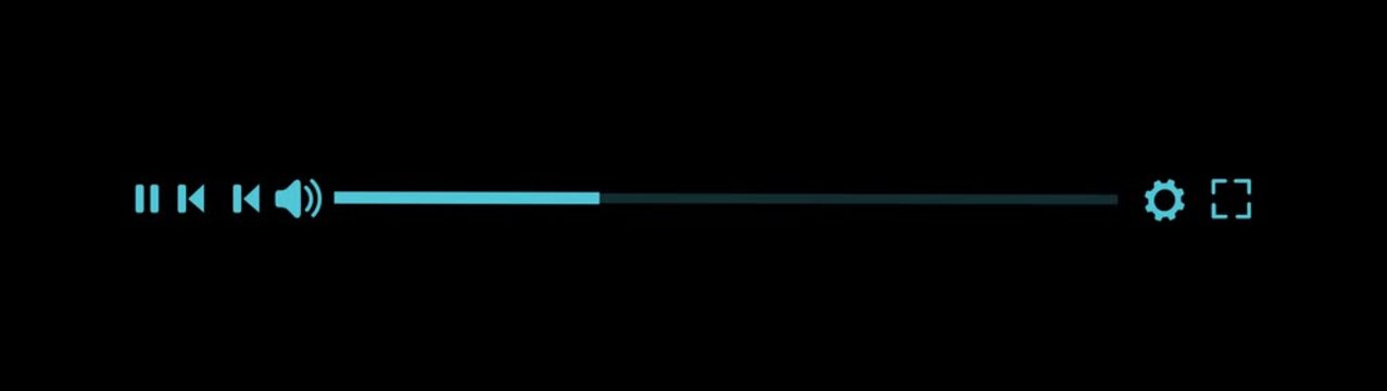 Media player template scroll bar button with audio reactor, Music timeline or video track player, Timeline bar moving as song media playing Animation- 4k black background icon animation