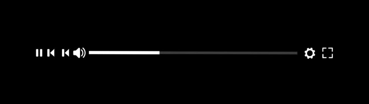 Media player template scroll bar button with audio reactor, Music timeline or video track player, Timeline bar moving as song media playing Animation- 4k black background icon animation