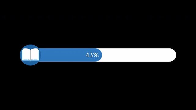 Transparent Alpha Channel Blue Book Icon Loading Progress Bar Video Asset 0 to 100 Percent