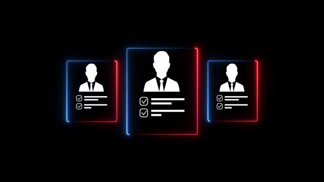 Human resources manager using stylus choose the right candidate recruitment process, Hiring,Team building strategy, Corporate recruitment process with Job Applications -4k background icon animation