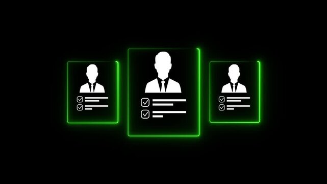 Human resources manager using stylus choose the right candidate recruitment process, Hiring,Team building strategy, Corporate recruitment process with Job Applications -4k background icon animation