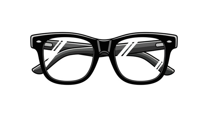 Retro Black Eyeglasses with Clear Lenses and Reflective Details