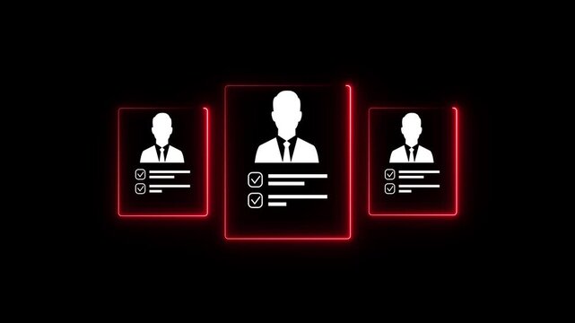 Human resources manager using stylus choose the right candidate recruitment process, Hiring,Team building strategy, Corporate recruitment process with Job Applications -4k background icon animation