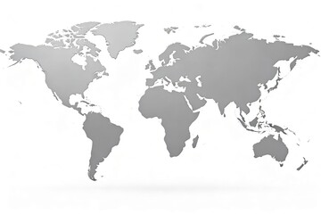Fototapeta premium Gray world map on white background